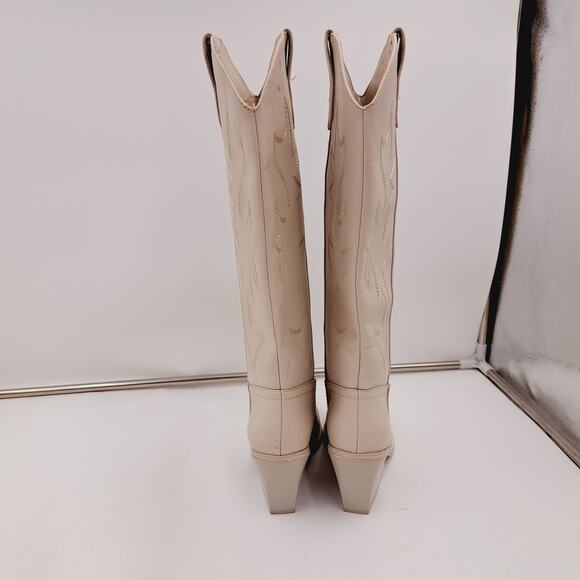 Madden Girl Arizon Light Cream Pointed Sq Toe Cowgirl Cottage Embroided Boots 6 - Picture 3 of 9